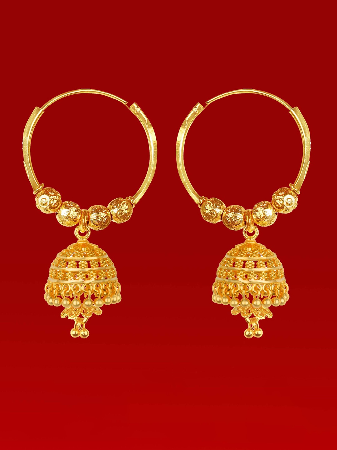 

Heer Collection Contemporary Jhumkas Earrings, Gold