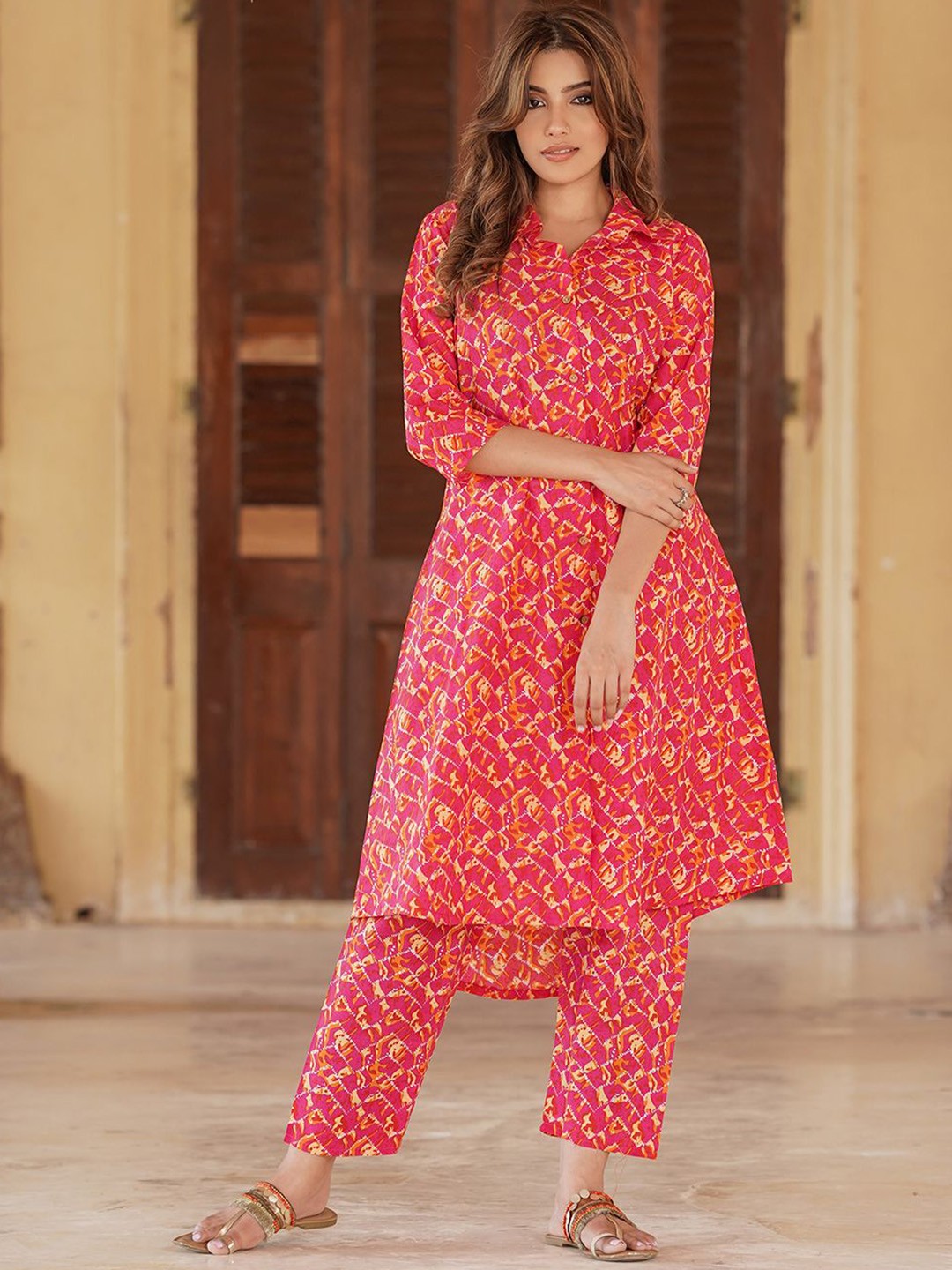 

BAESD Printed Pure Cotton Tunic & Trouser Co-Ords, Pink