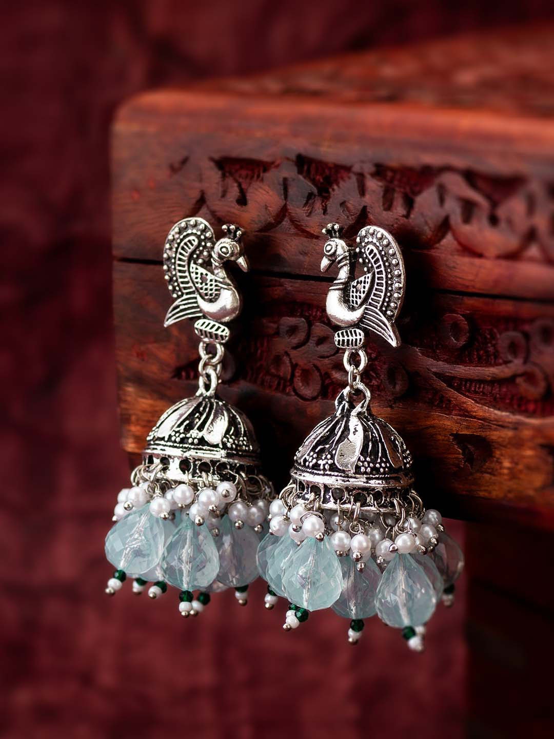 

aadita Beaded Classic Jhumkas, Silver