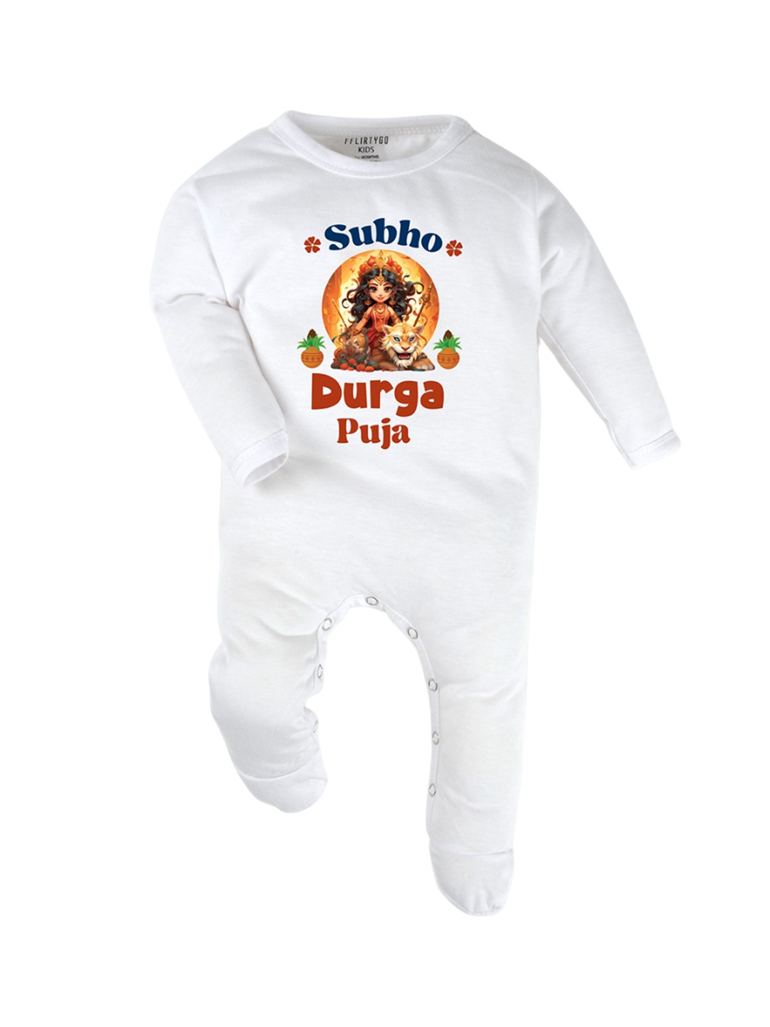 

FFLIRTYGO Infants Printed Cotton Sleepsuit, White