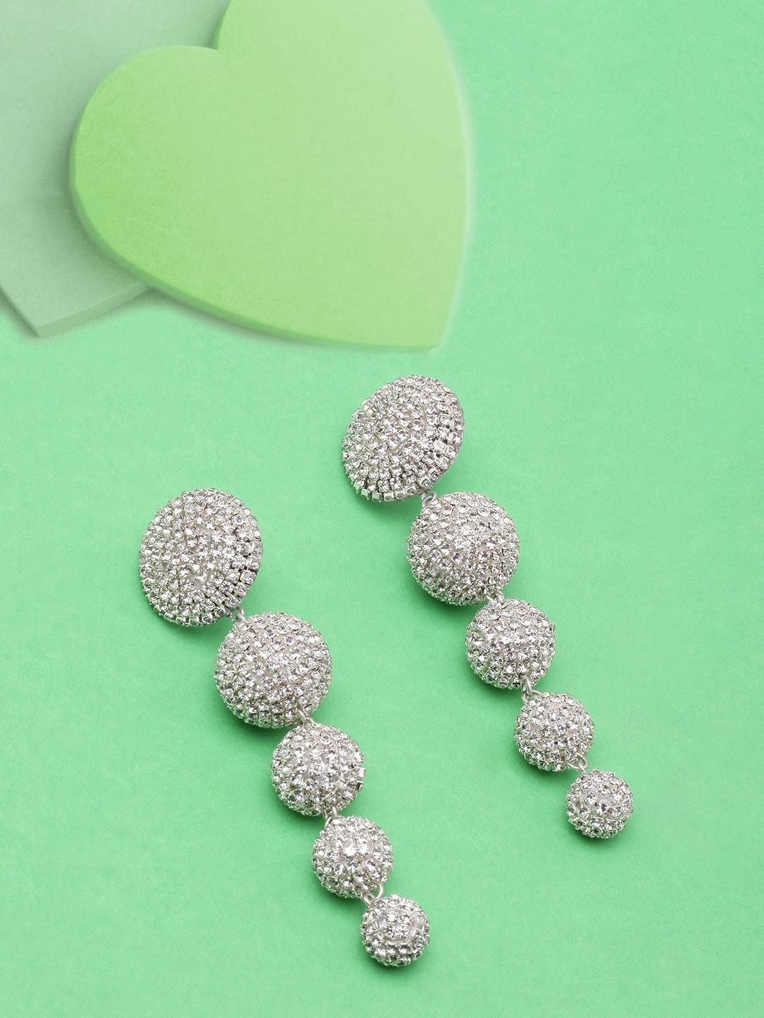 

KPOP Silver-Plated Contemporary Rhinestone Stoned Drop Earrings
