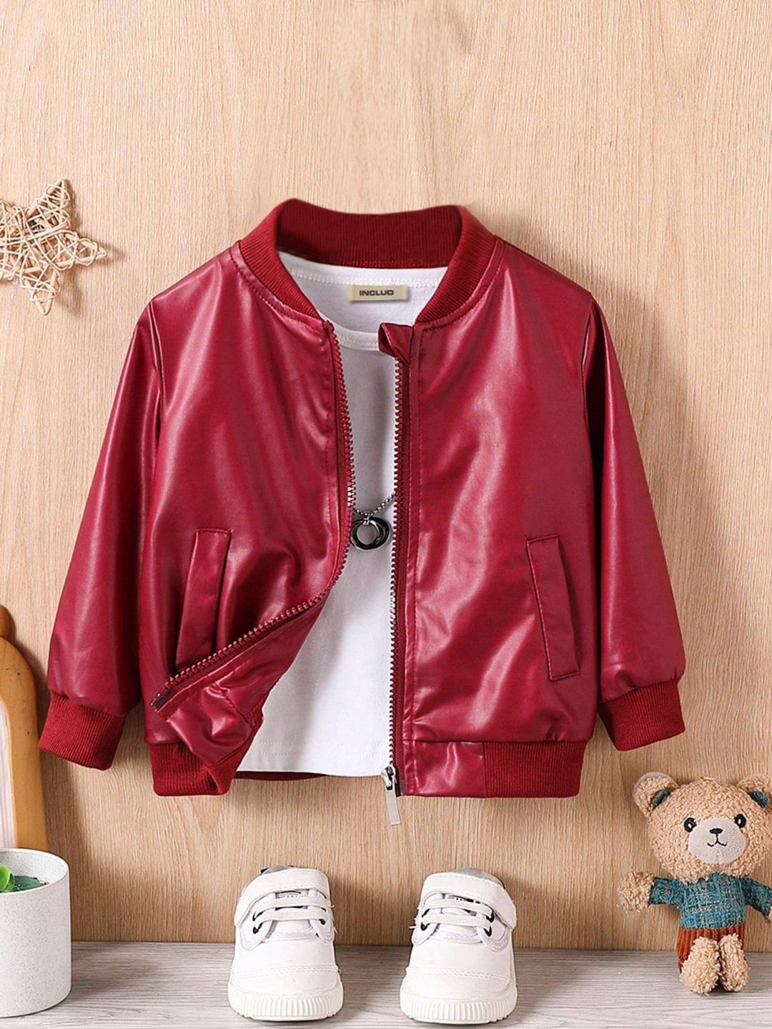 

INCLUD Boys Open Front Jacket, Red