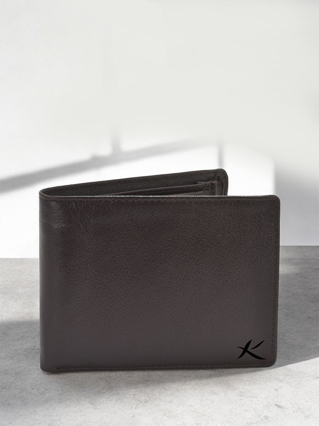 

Kastner Men Textured Cut Work Leather Two Fold Wallet, Brown