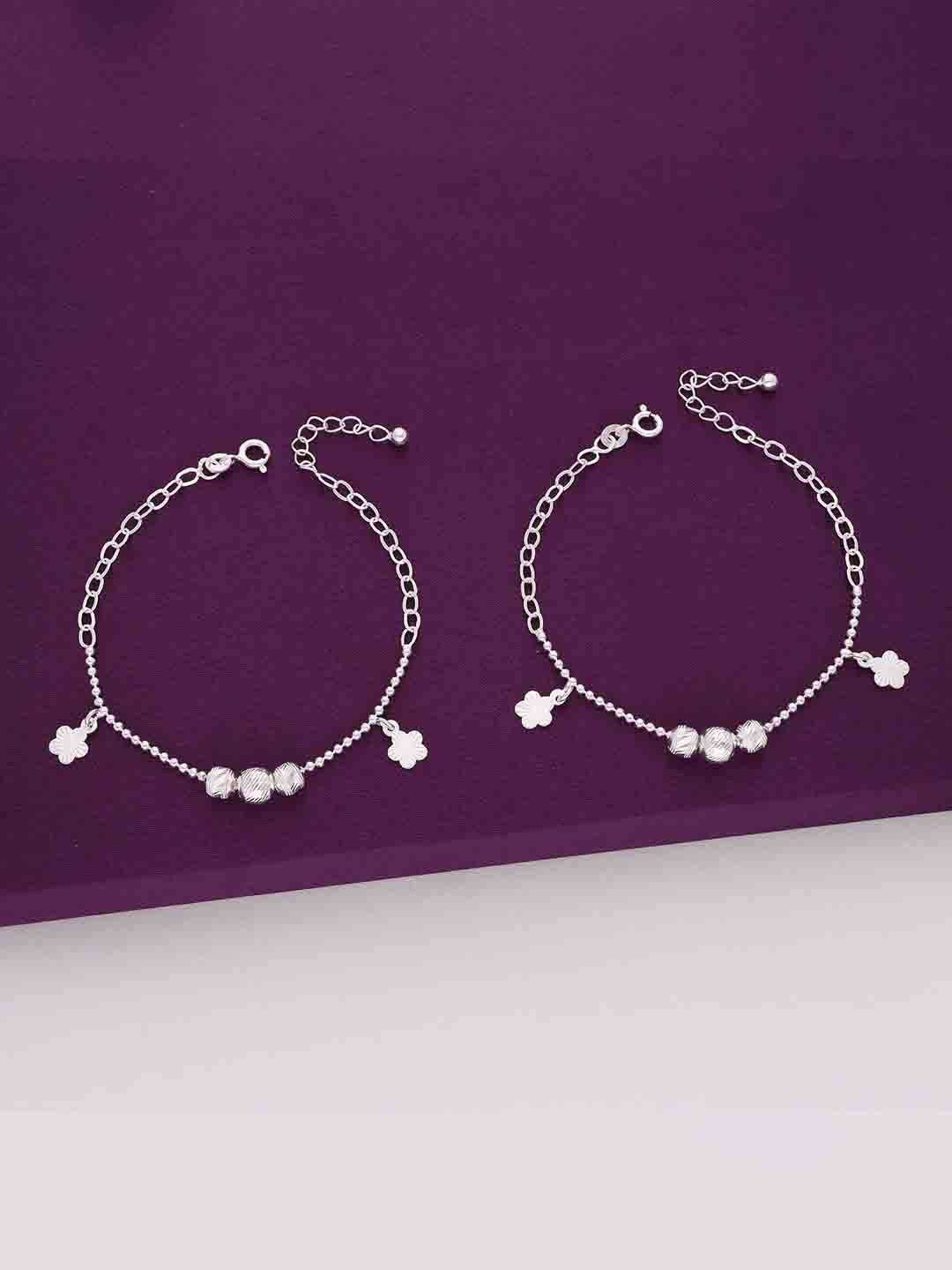 

KAI JEWEL Girls 925 Sterling Silver Rhodium-Plated Anklets