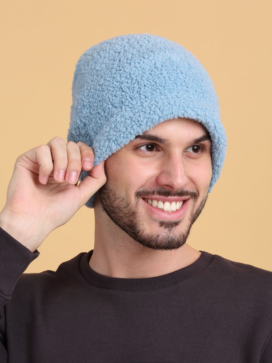 

KLOTTHE Men Woollen Beanie Caps, Blue