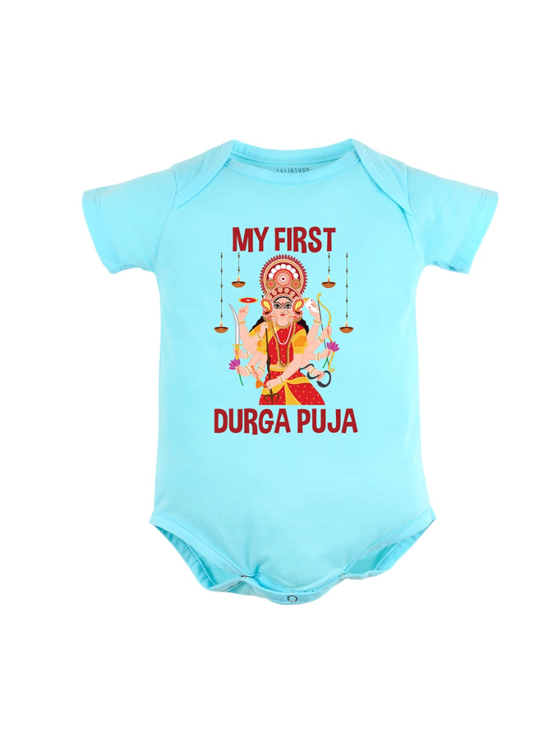 

FFLIRTYGO Infants Printed Pure Cotton Bodysuit, Turquoise blue