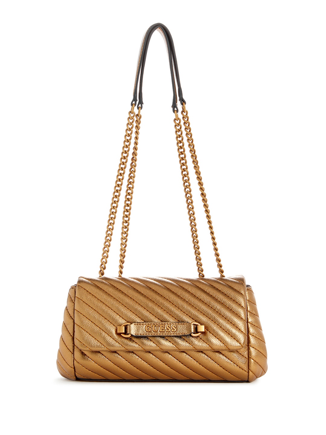 

GUESS Women Textured PU Shoulder Bag with Quilted, Bronze