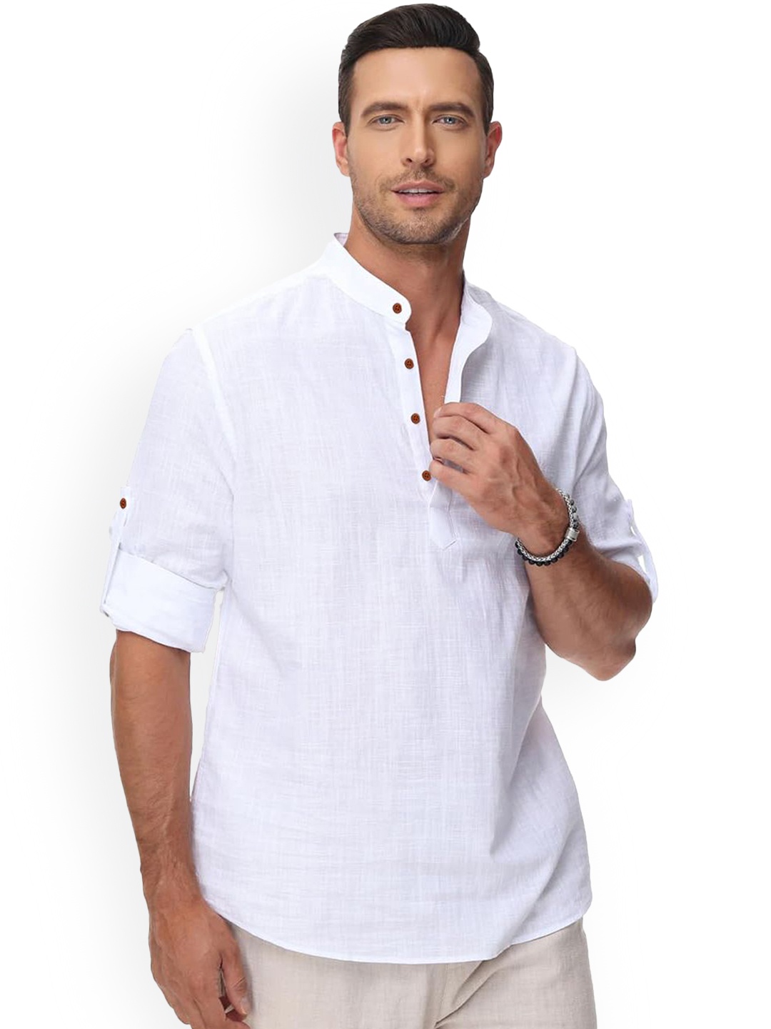 

Zombom Men Kurta, White