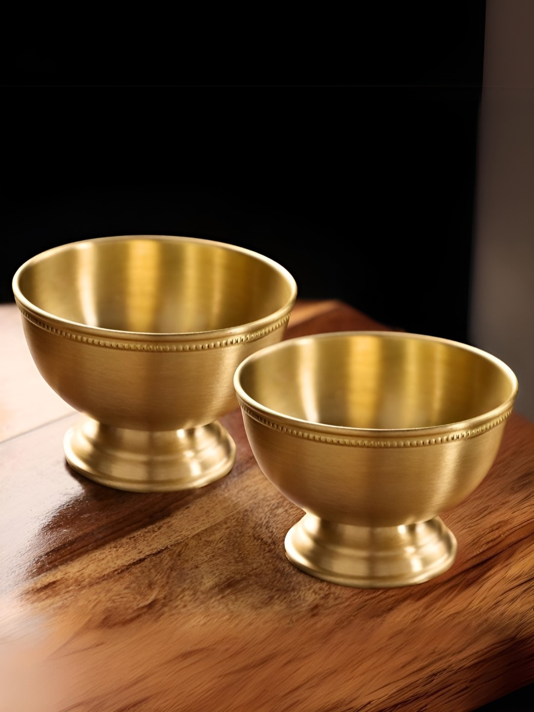 

Peepul Tree Beige 2 Pieces Brass Easy to Clean Serving Bowl