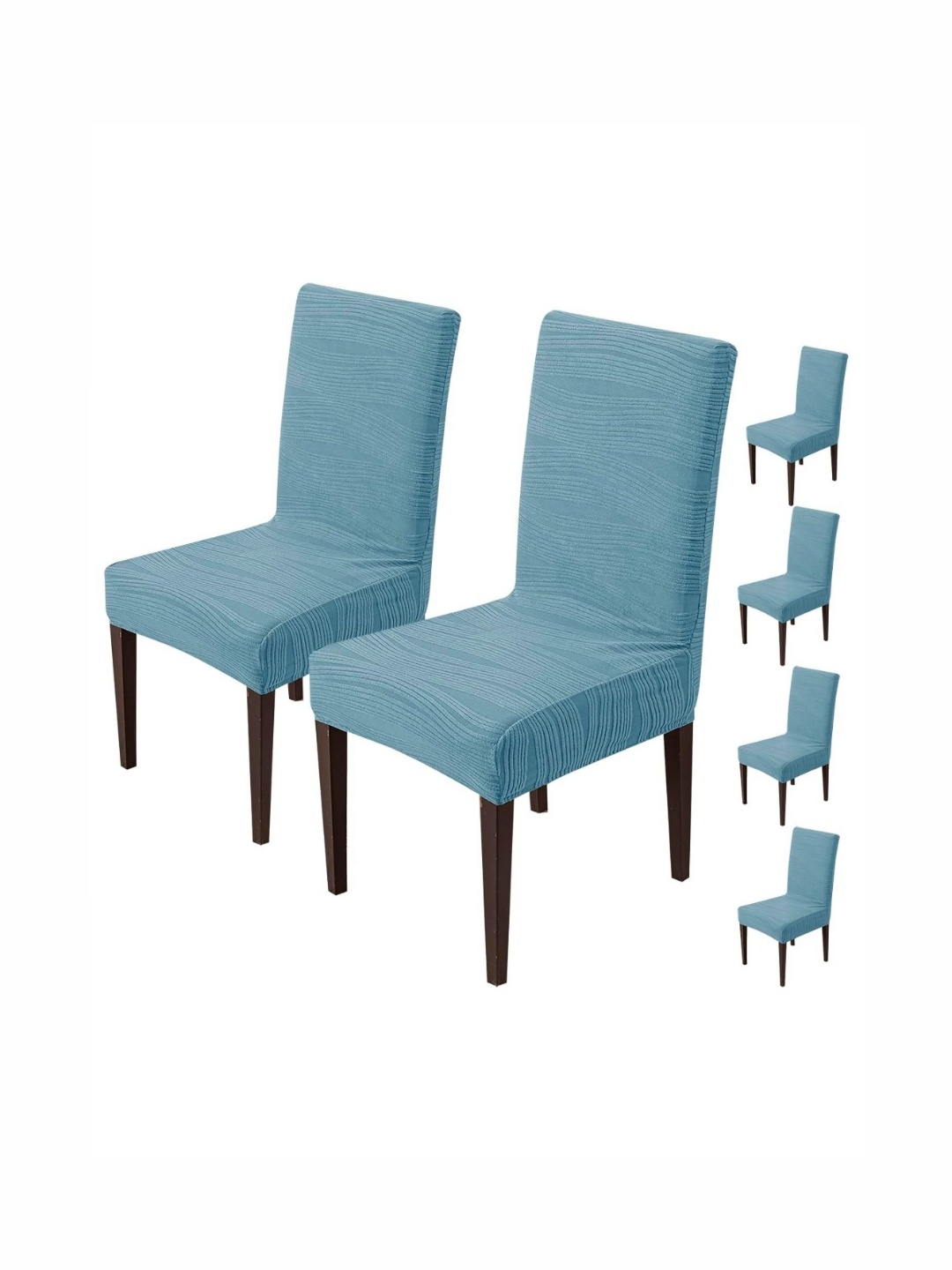 

HOUSE OF QUIRK Blue 6 Pieces Textured Chair Covers