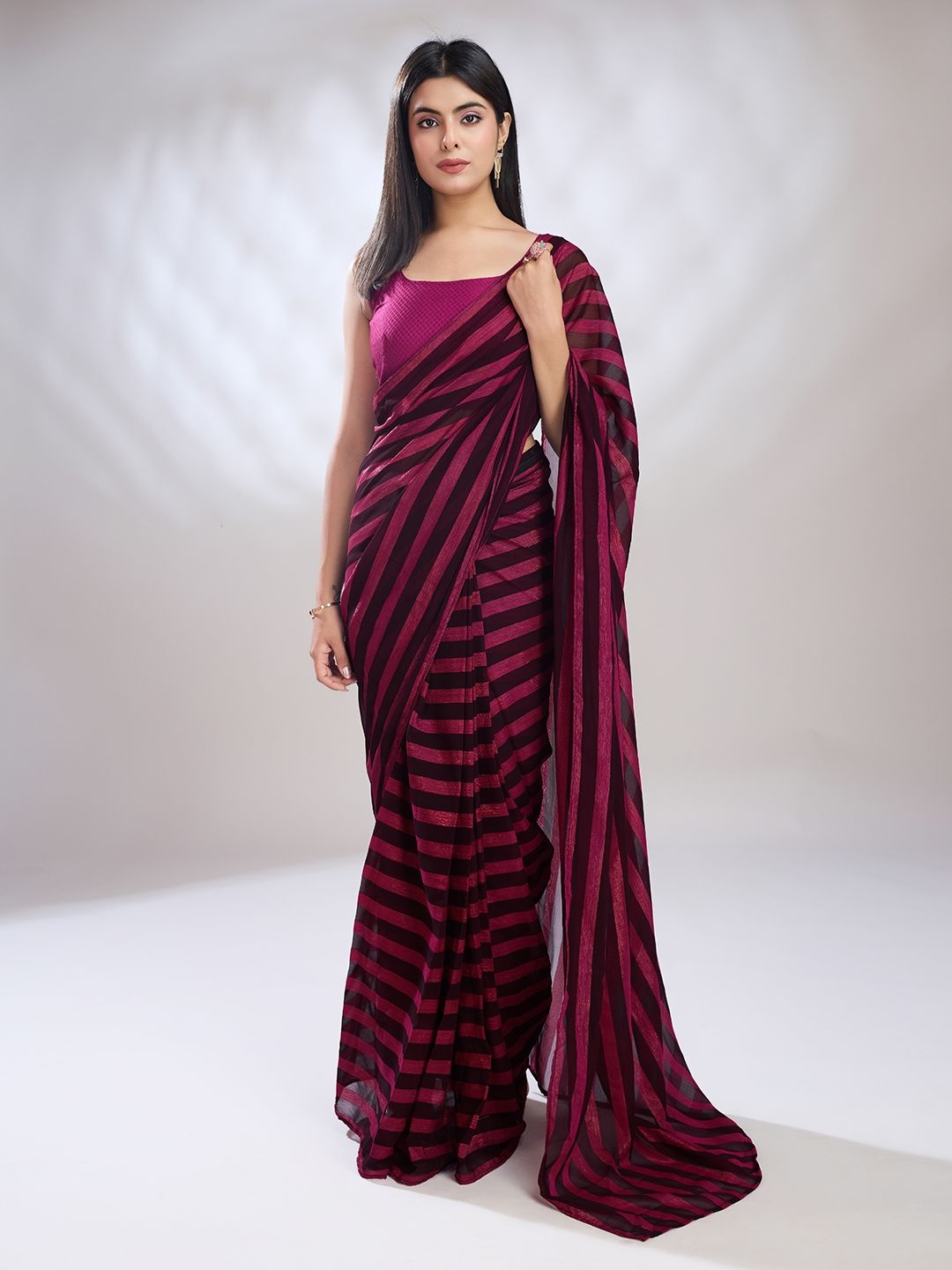 

Rekha Maniyar Woven Design Ready to Wear Leheriya Saree, Pink