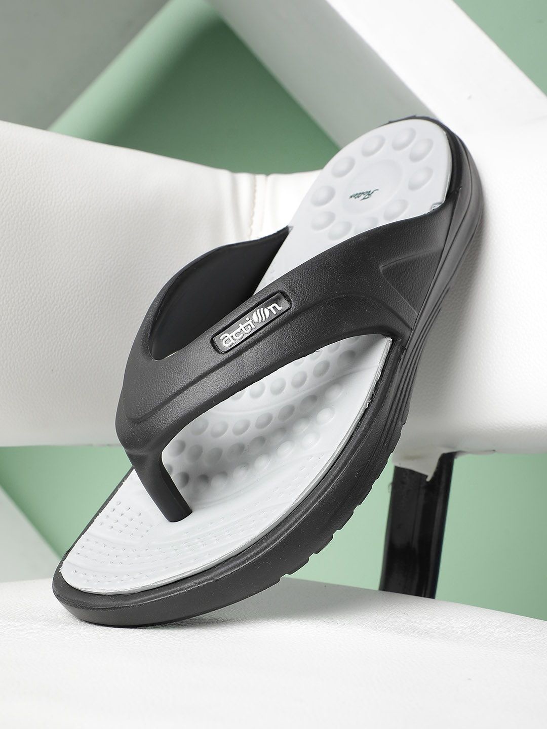 

Action Plus Men Rubber Thong Flip-Flops, Black