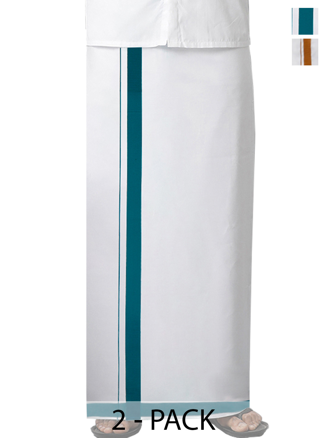 

Ramraj Men Pack Of 2 Solid Fancy Border Dhotis, White