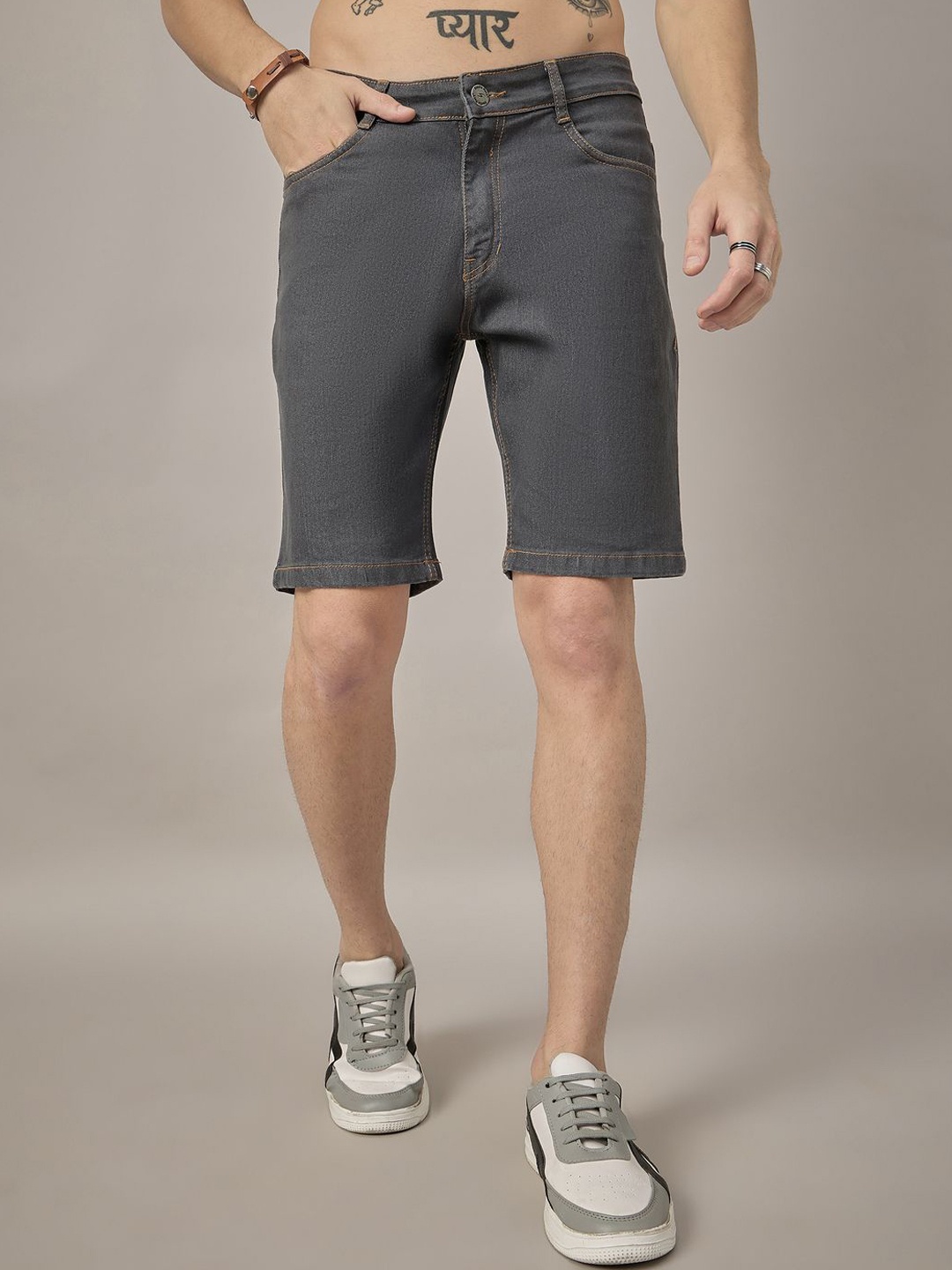 

STUDIO NEXX Men Washed Denim Shorts Technology, Grey