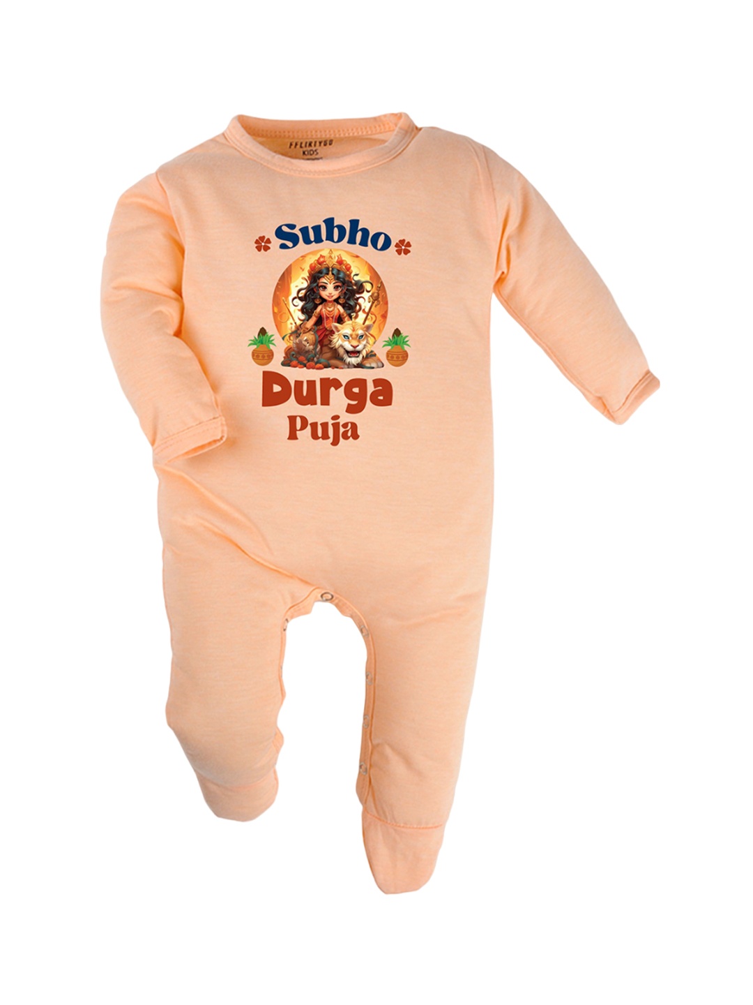 

FFLIRTYGO Infants Printed Cotton Sleepsuits, Peach