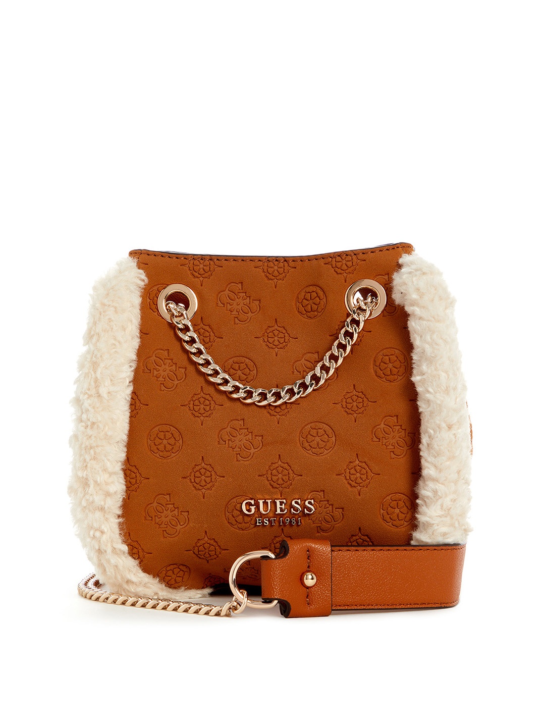 

GUESS Printed Fur PU Crossbody Sling Bag, Brown