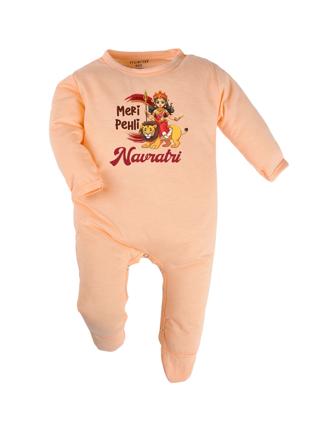 

FFLIRTYGO Infants Printed Cotton Sleepsuits, Peach