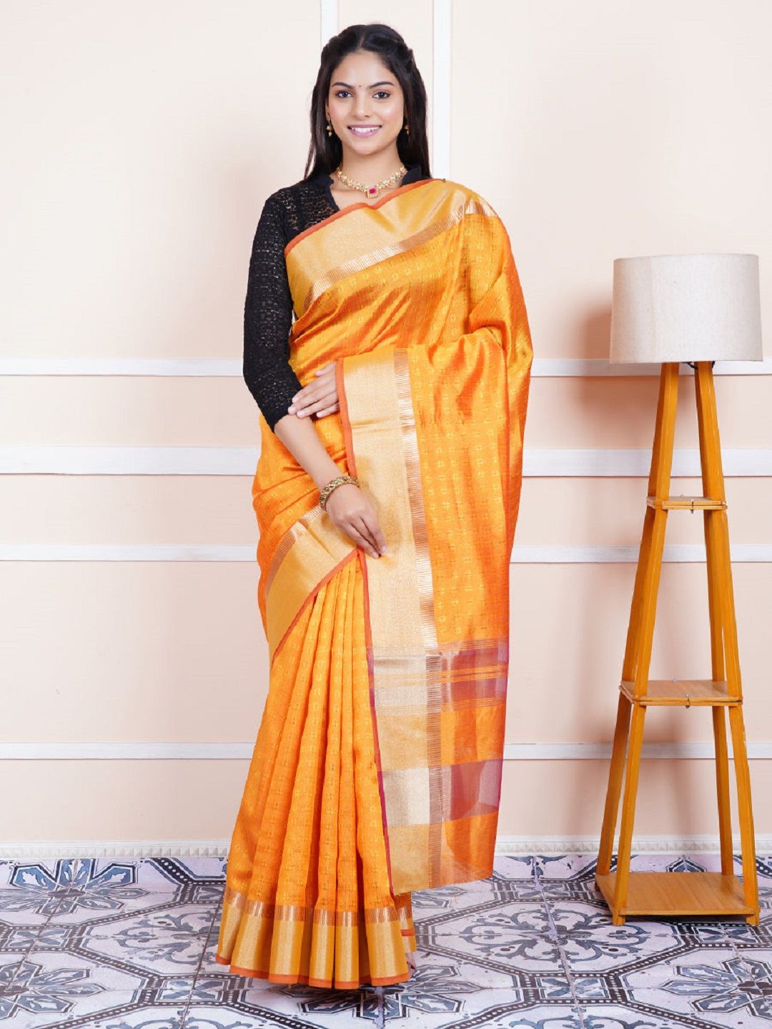 

Ramraj Woven Design Pure Silk Zari Saree, Orange