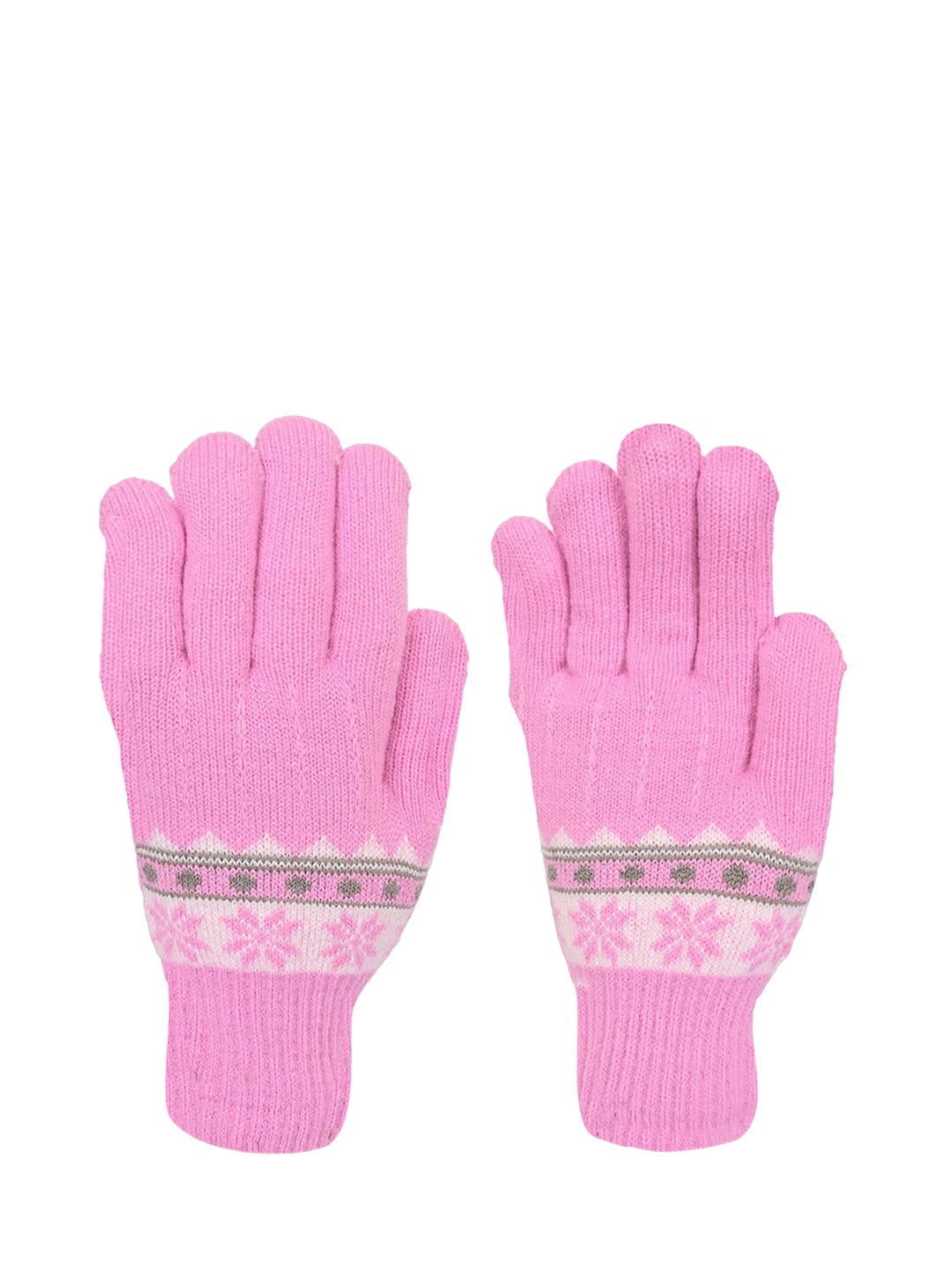 

LOOM LEGACY Women Patterned Woollen Winter Gloves, Pink