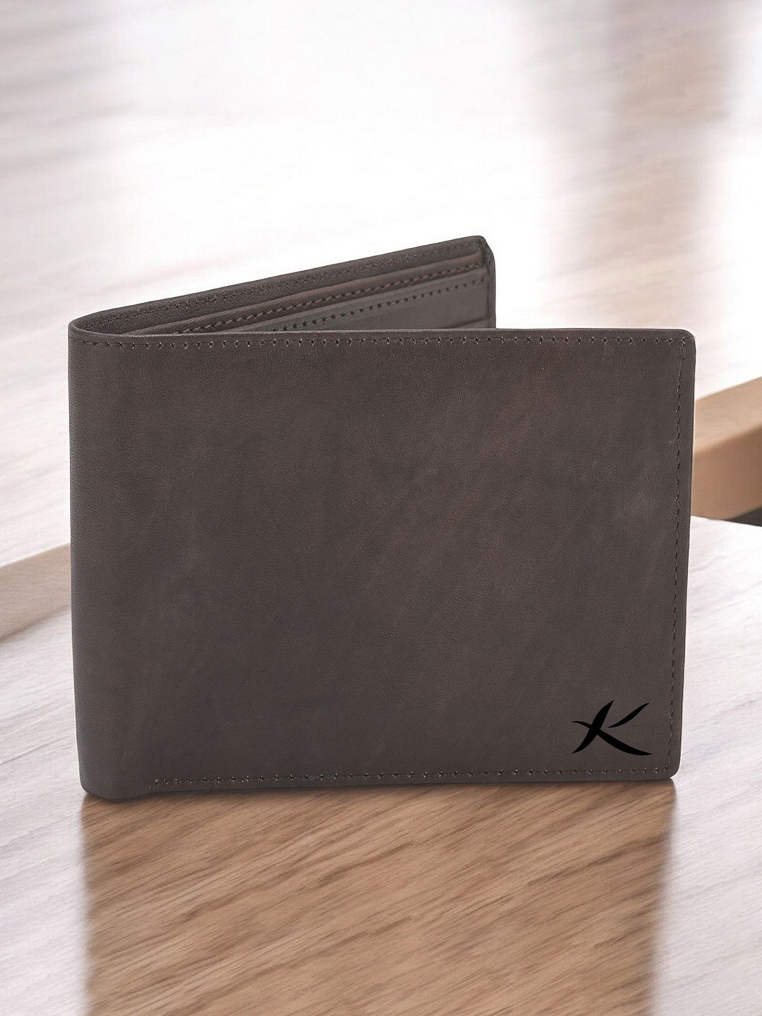 

Kastner Men Textured Cut Work Leather Two Fold Wallet, Brown