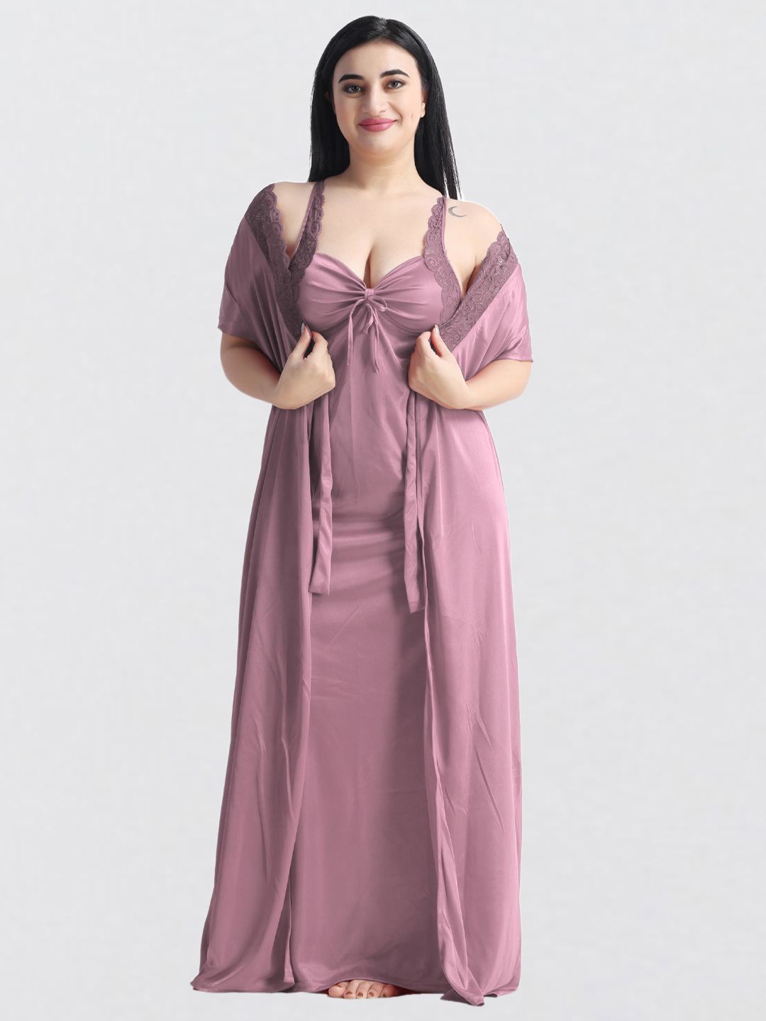 

NIGHT KEYS Set Of 6 Women Maxi Nightdress, Pink