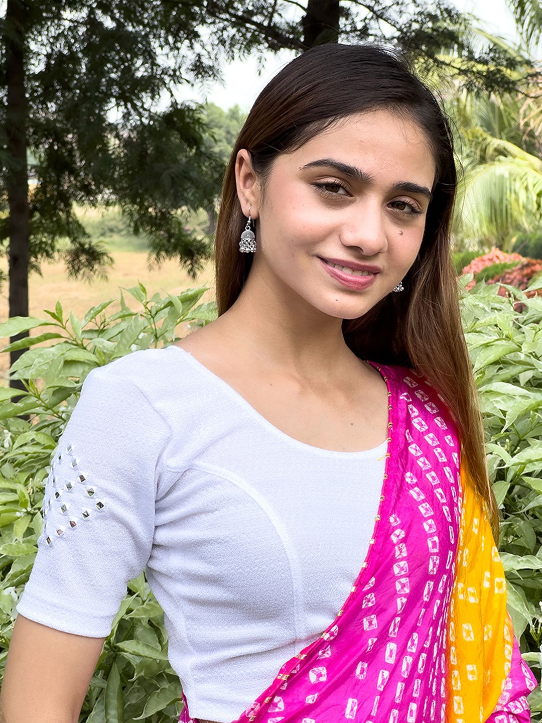 

Bindigasm's Advi Embroidered Readymade Saree Blouse, White