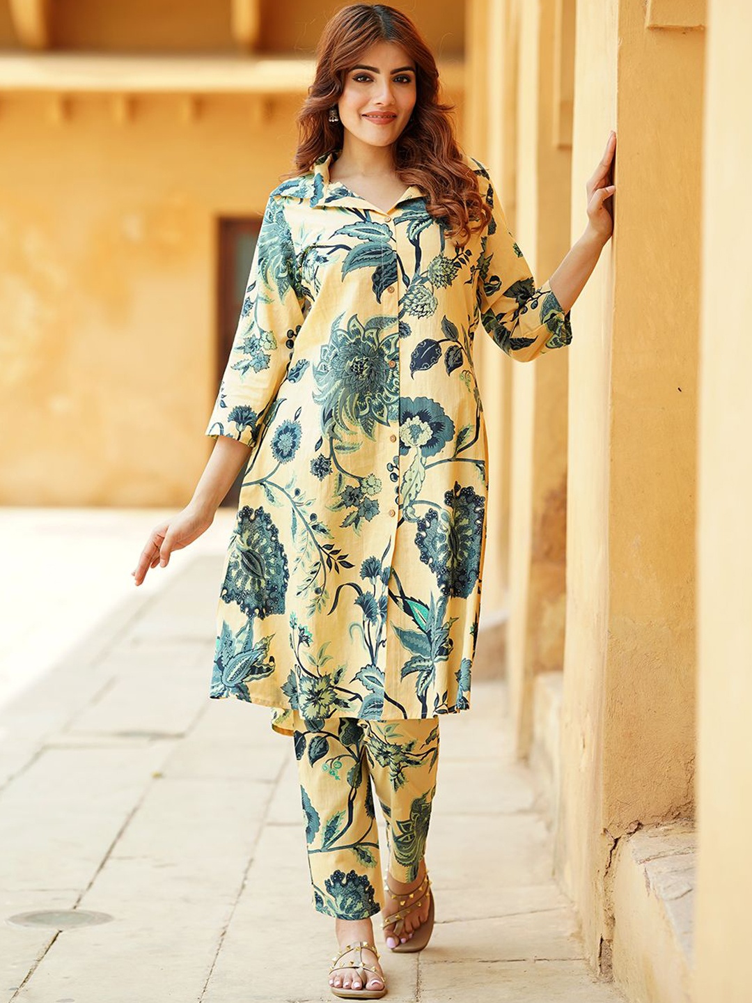 

BAESD Printed Cotton Tunic With Trousers Co-Ords, Beige