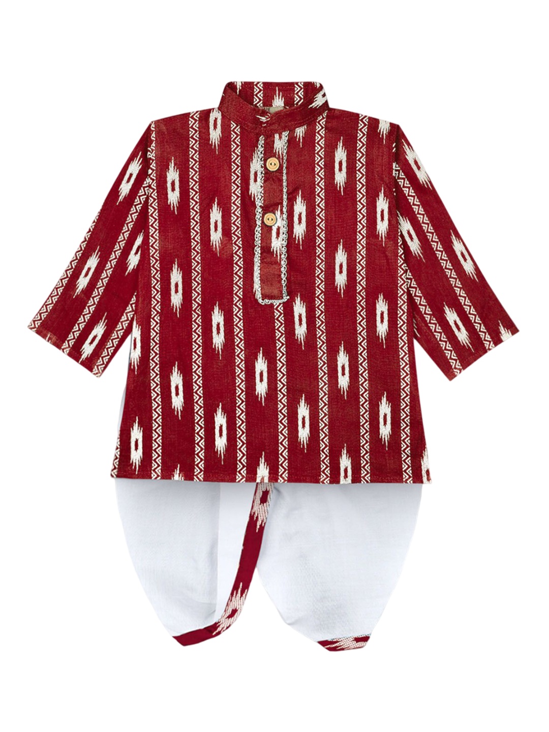 

BAESD Boys Ethnic Motifs Printed Regular Kurta with Dhoti Pants, Maroon