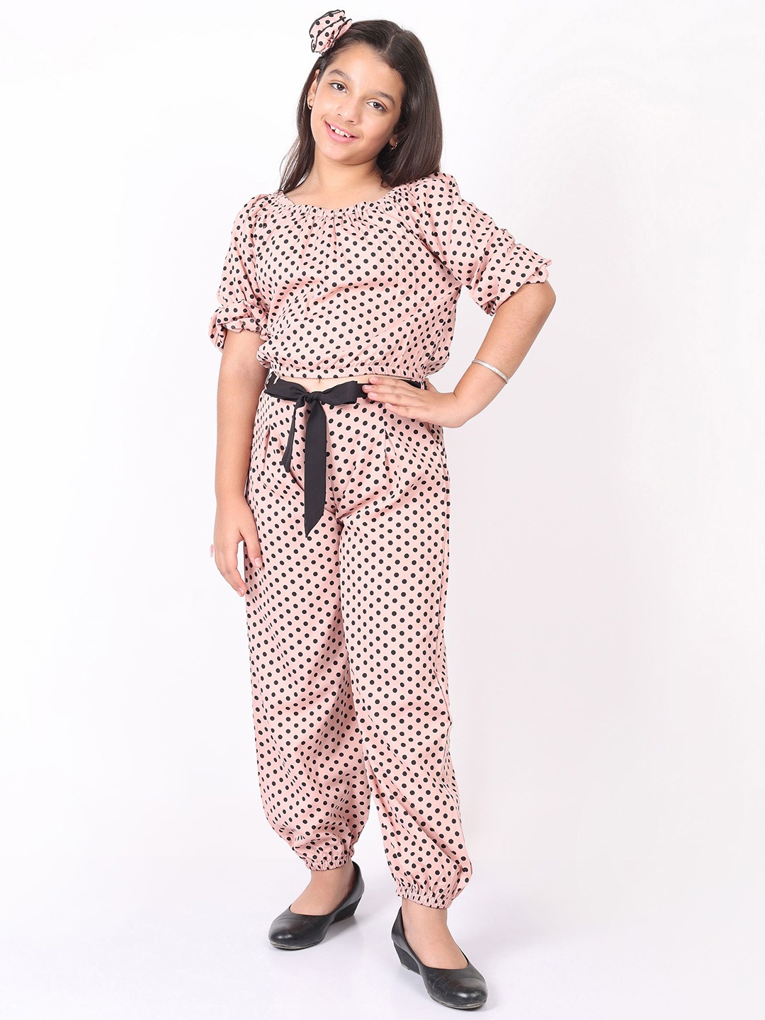 

SILK SPARROW Girls Printed Top, Champagne