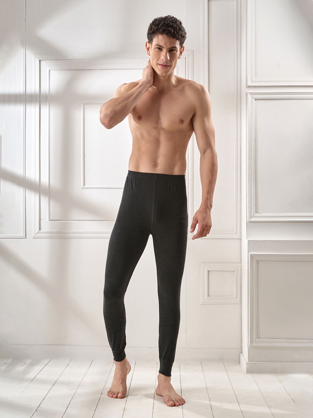 

INFERNO Ribbed Cotton Thermal Bottom, Black