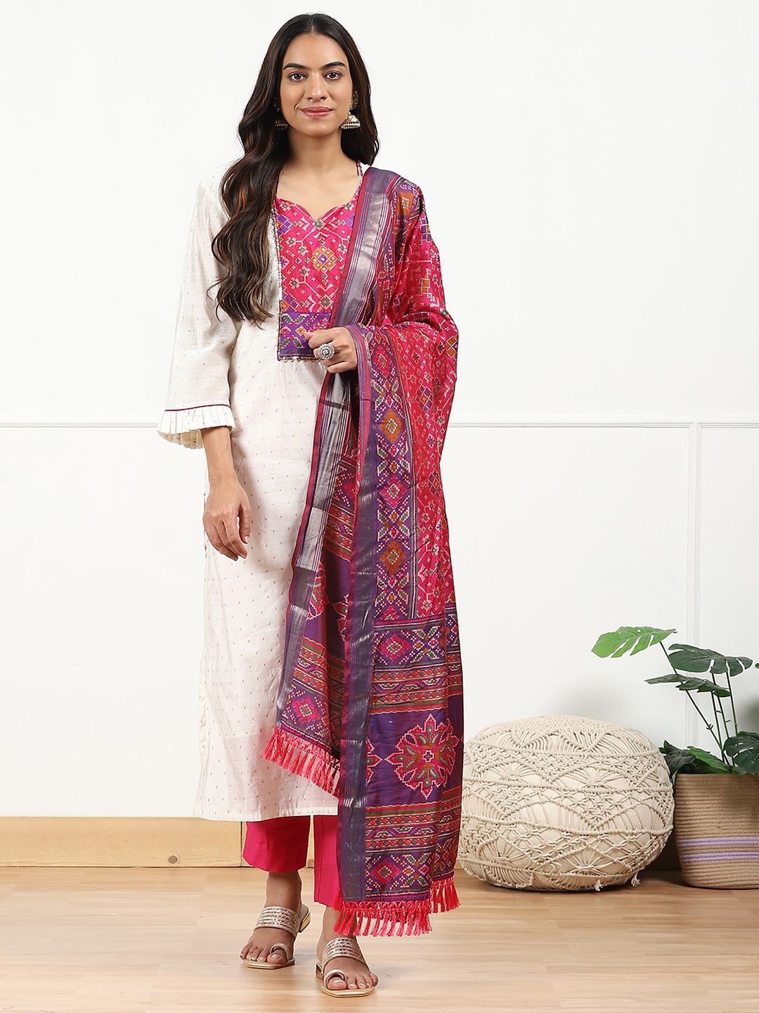 

Biba Pure Cotton Unstitched Dress Material, Pink