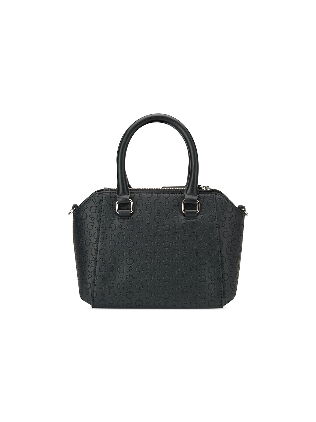 

GUESS Women Printed PU Structured Satchel Handbag, Black