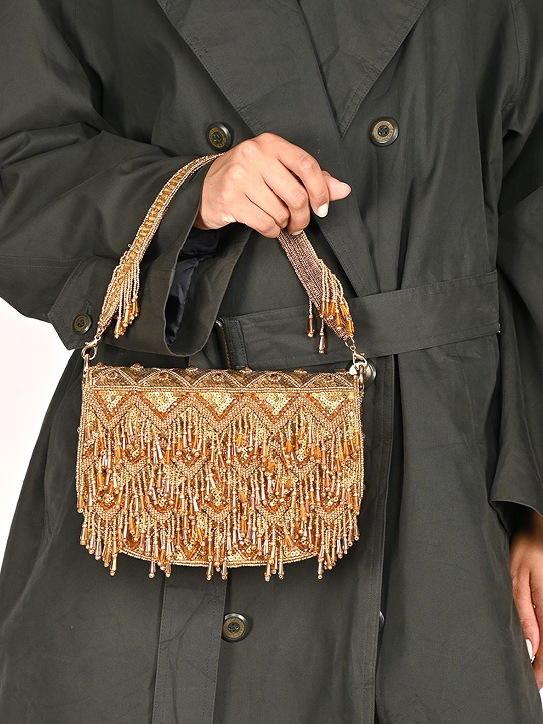 

ODETTE Embellished Purse Clutch, Gold