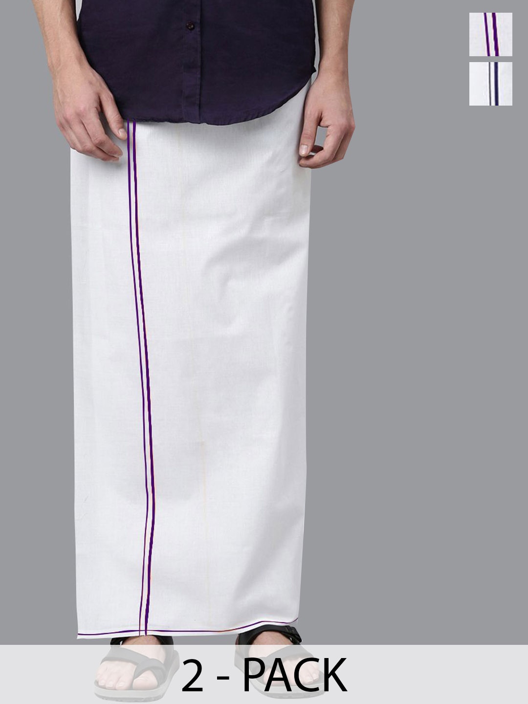 

WHITE HEART Pack of 2 Men Pure Cotton Dhotis