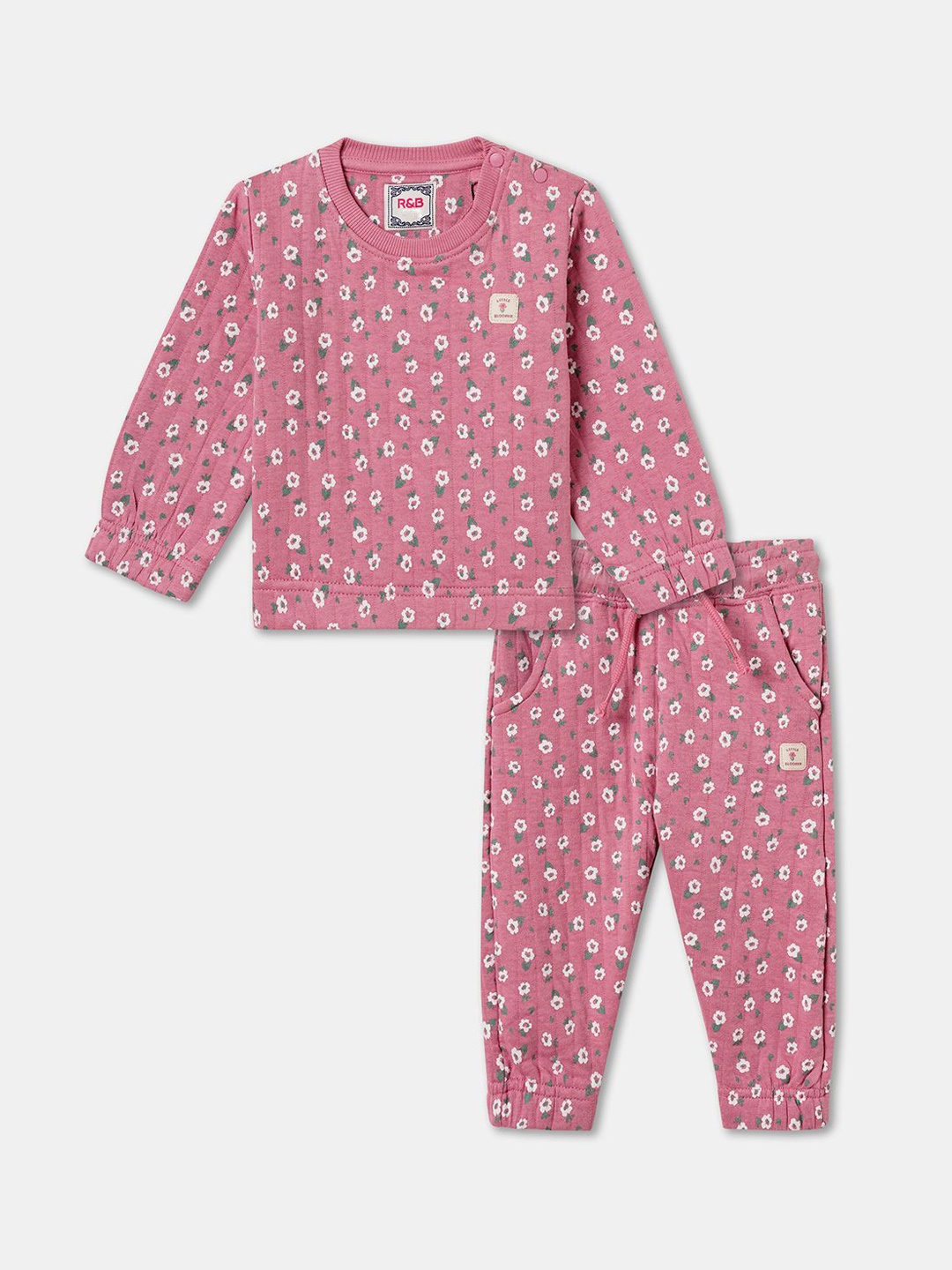 

R&B Girls Printed Sweatshirt & Trousers, Red