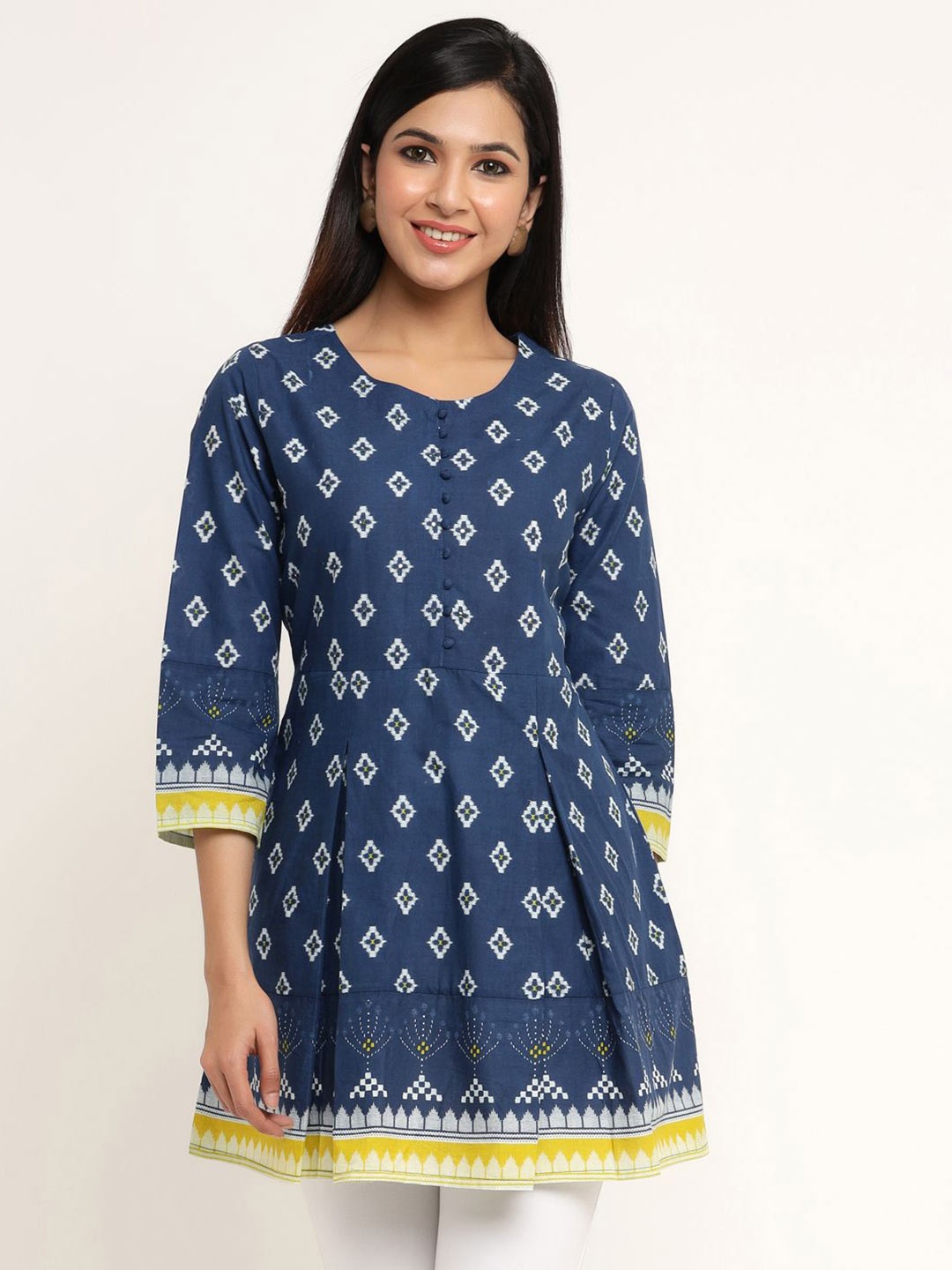 

CHIRAAI Ethnic Print Cotton Top, Blue