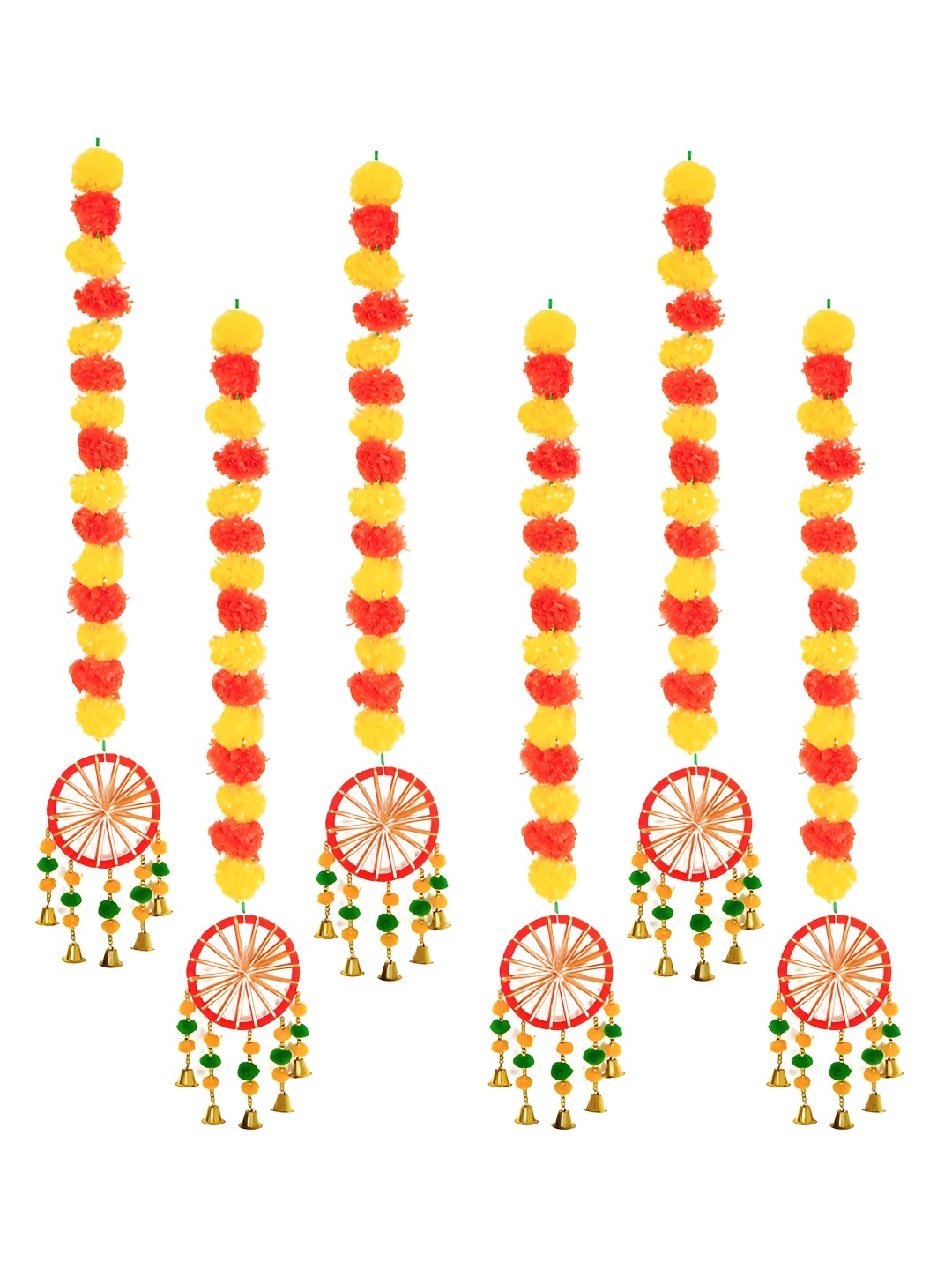 

Ekhasa Yellow & Orange 6 Pieces Artificial Marigold Hanging Garlands