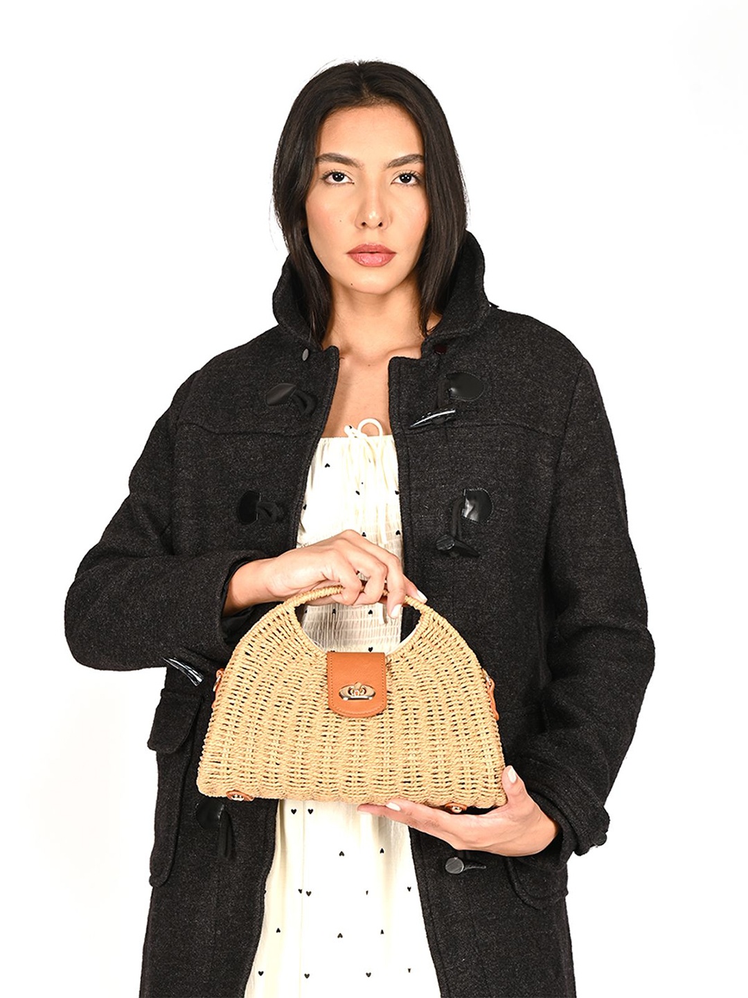 

ODETTE Textured Jute Purse Clutch, Beige