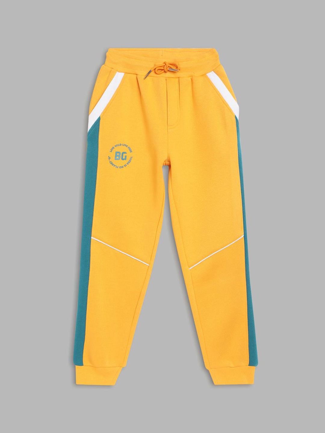 

Blue Giraffe Boys Straight Fit Mid-Rise Cotton Joggers, Yellow