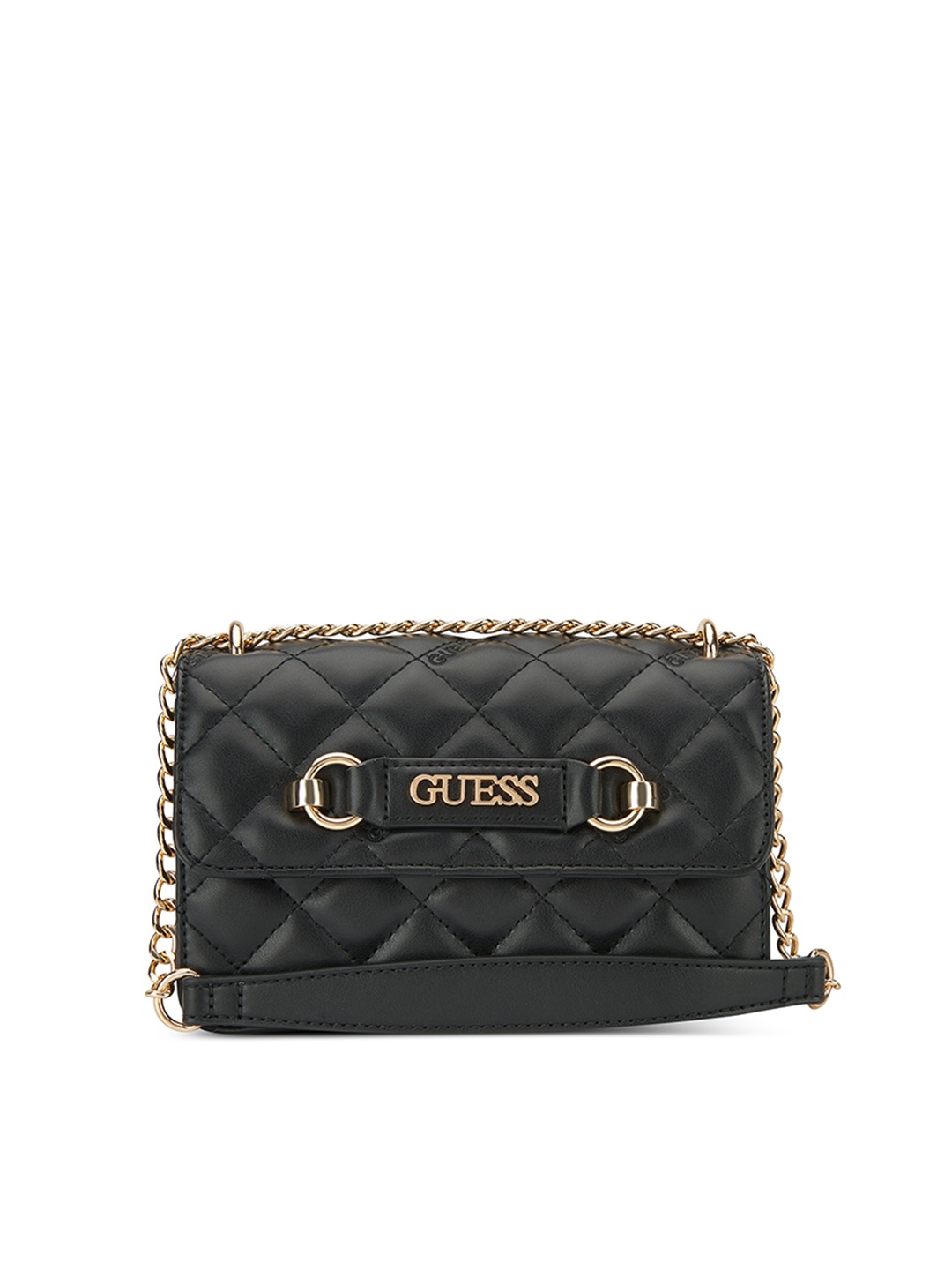 

GUESS Textured PU Shoulder Bag with Quilted, Black