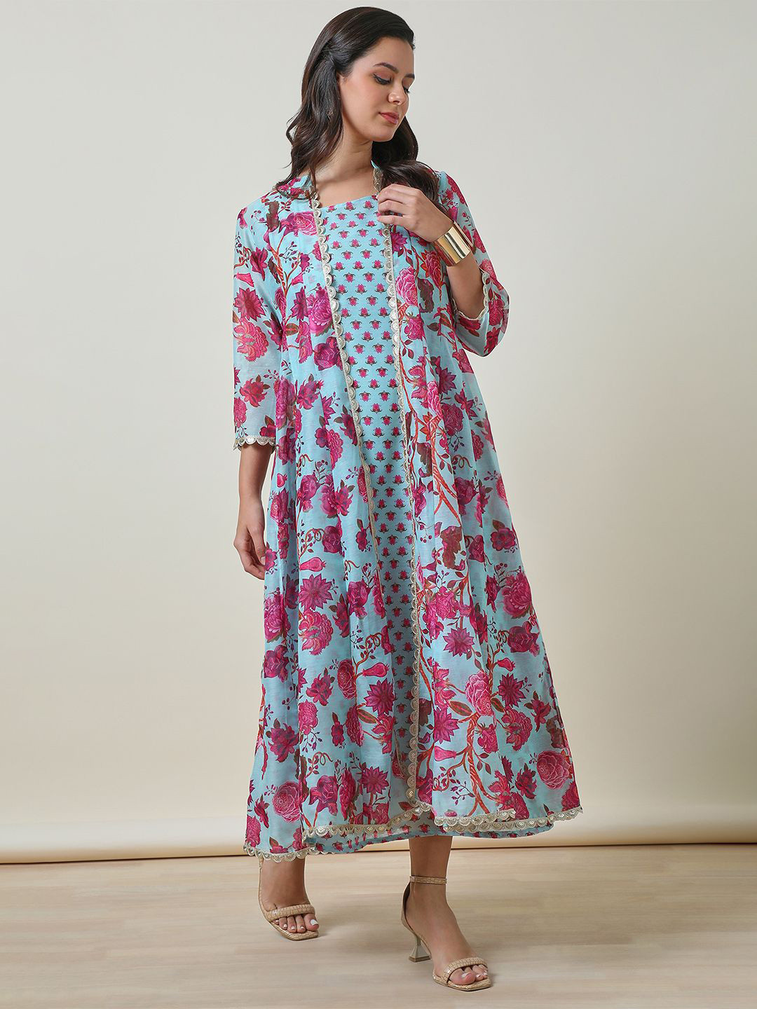 

Soch Floral Print Women A-Line Maxi Dress, Blue
