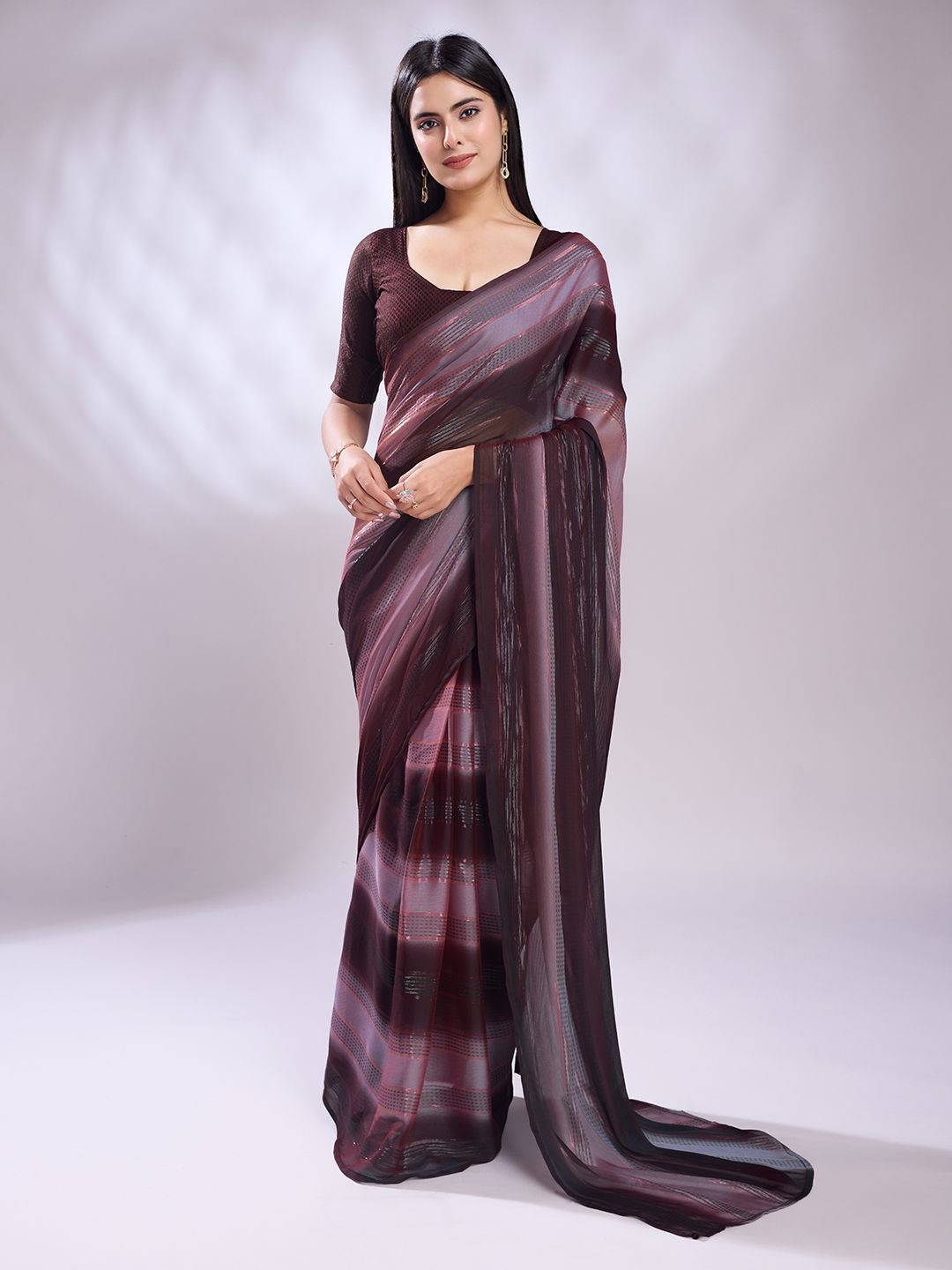 

Rekha Maniyar Woven Design Ready to Wear Leheriya Saree, Purple