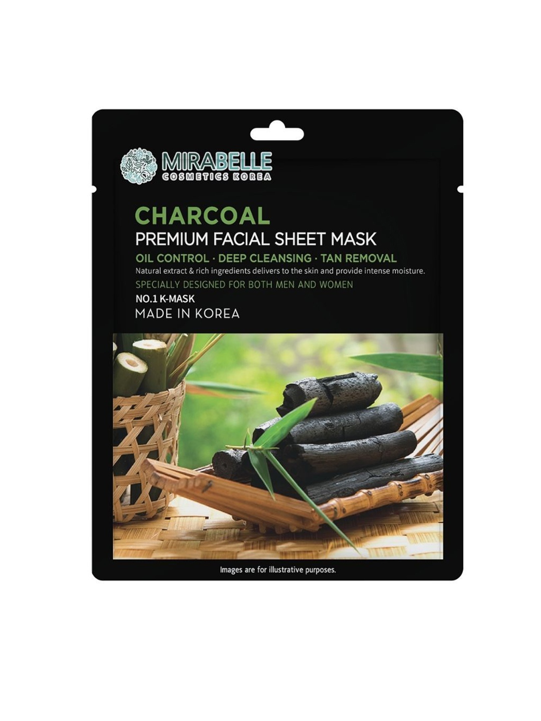 

Mirabelle Cosmetics Korea Charcoal Facial Sheet Mask - 25 ml, Black