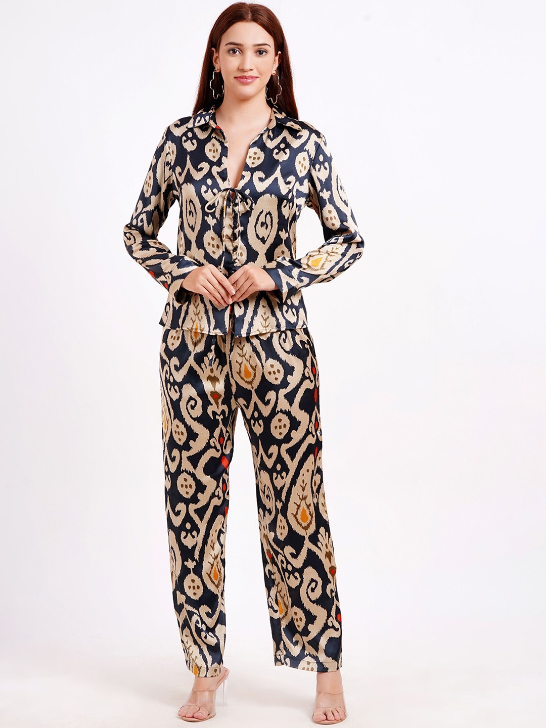 

MINGLAY Printed Top & Trouser Co-Ords, Black