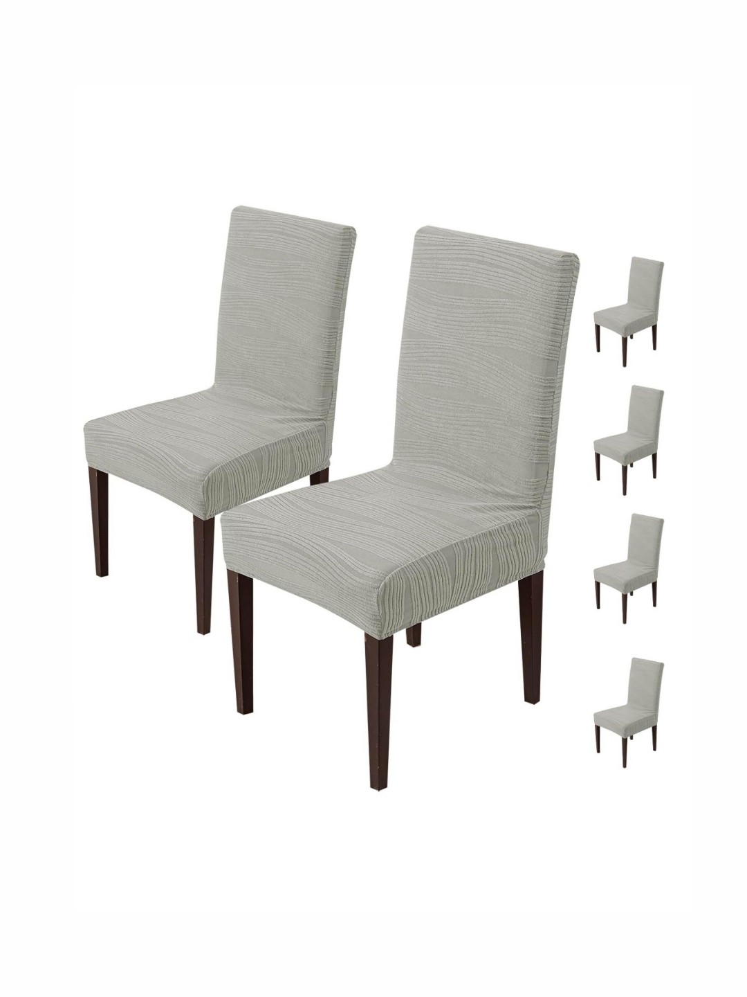 

HOUSE OF QUIRK Grey 6 Pieces Removable & Washable Short Dining Chair Cover