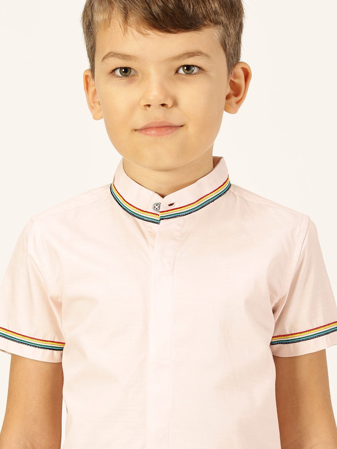 

Killer Boys Premium Mandarin Collar Solid Cotton Casual Shirt, Pink