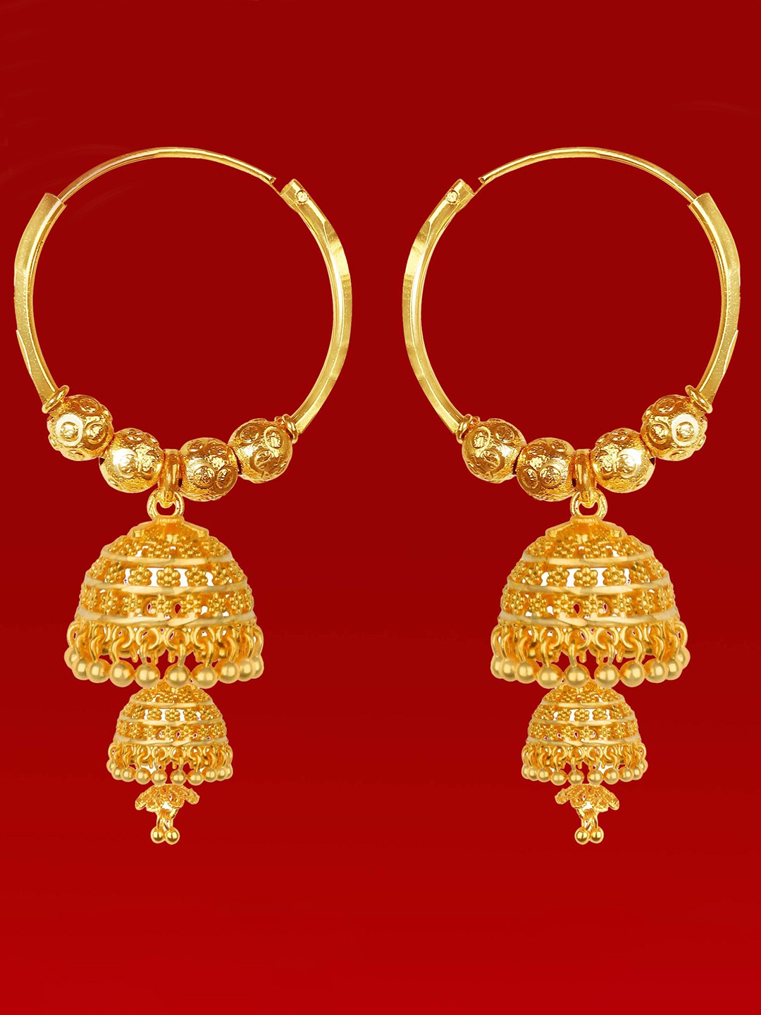 

Heer Collection Contemporary Jhumkas Earrings, Gold