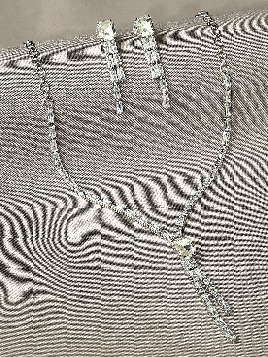 

fabula CZ-Studded Necklace & Earrings, Silver