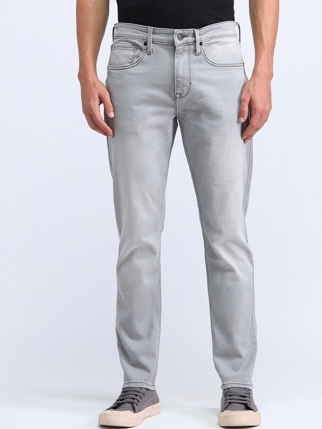 

Flying Machine Men Slim Fit Light Fade Stretchable Jeans, Grey