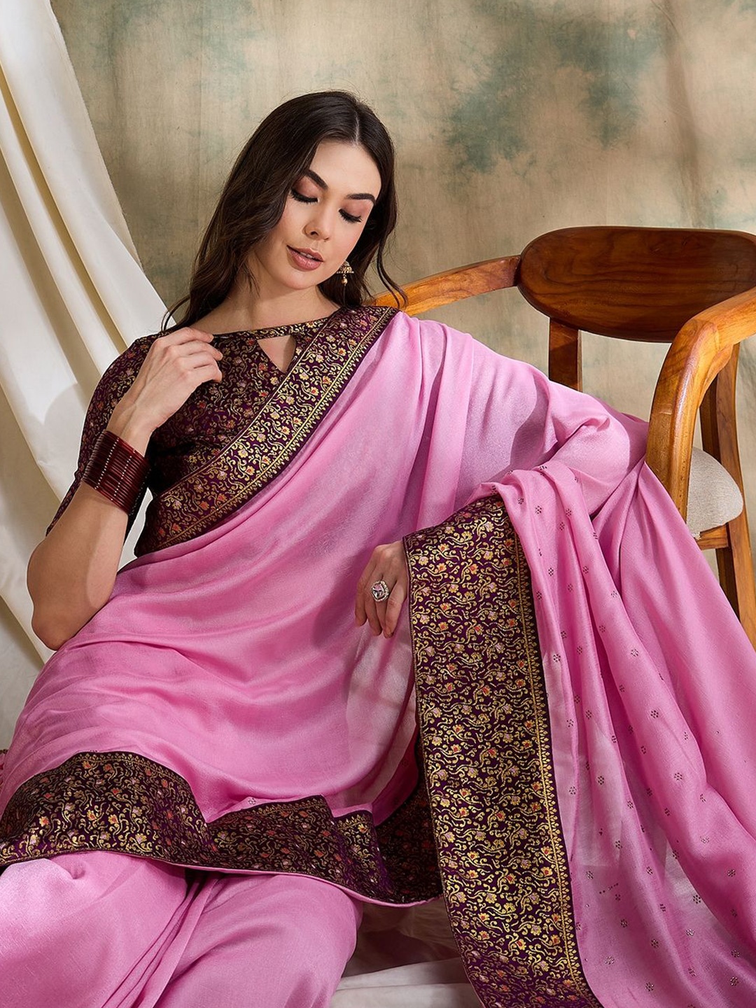 

Sangria Woven Design Kanjeevaram Saree, Pink